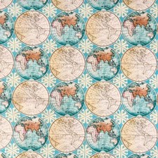 Globe Atlas Nautical Map Geography Travel David Textiles 100 Cotton Fabric