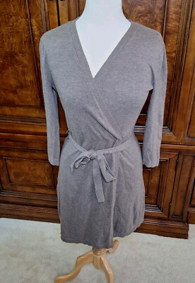 Banana Republic Knit Wrap Dress Women's Small Gray Faux Wrap Waist Defining  Tie | eBay