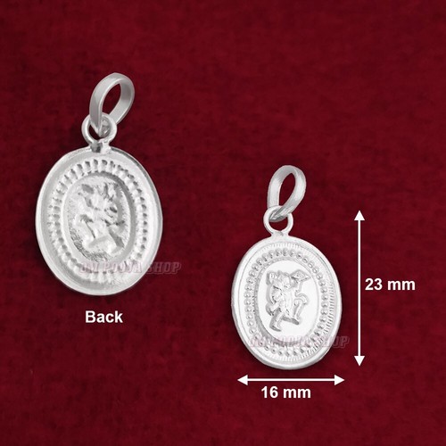 Flying Pose Hanumanji Designer Locket in Pure Silver Manky Face, Bajaranbali - Picture 2 of 2