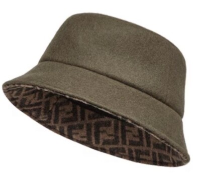 Fendi FFロゴバケットハット ブラウン NWT $790 Fendi Classic Wool FF Logo Bucket Hat Size M Brown FXQ901
