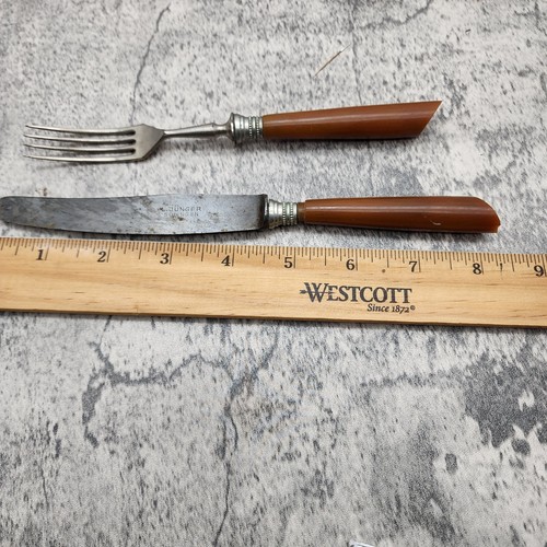Juego de cubiertos vintage/antiguo L.Jungen Solingen asas de baquelita - Imagen 10 de 14