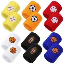 24 Pieces Sports Wristbands for Kids, Colorful Wrist Sweatbands Bright Color