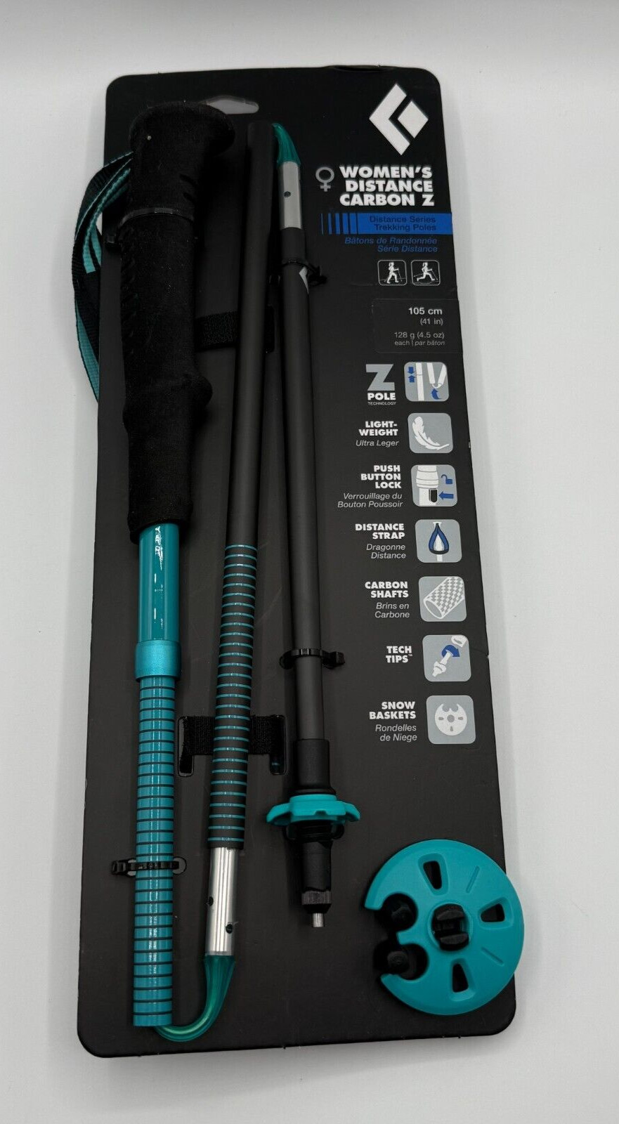 Bastones de trekking Black Diamond Distance Carbon Z para mujer pátina oscura 105 cm NUEVO