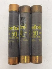 CEFCO 10KOTS50 10K ONE TIME FUSE 600VAC 50AMP CLASS H (LOT OF 3)