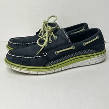 Sperry Top Sider Shoe Men 7.5 Navy Blue Green Leather Billfish Ultralite Loafer