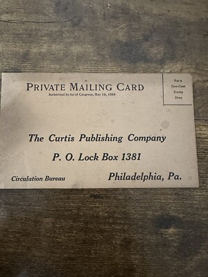 The Curtis Publishing Company Private Mailing Card  Philadelphia PA May 19 1898