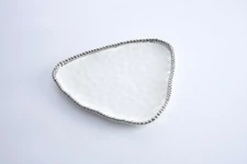 Pampa Bay Salerno Triangular Serving Plate, White/Silver (CER-2429-W)