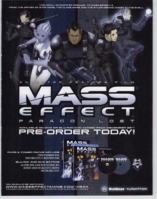 Mass Effect Paragon Lost Anime DVD Promo Art 2012 Magazine Print Ad/Poster 