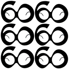 60th Birthday Glasses Anniversary Eyeglasses Black Frame Party Favor 6 Pack Set