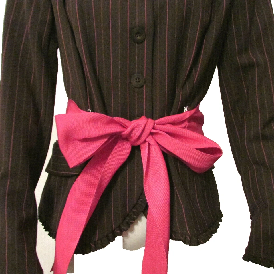 Nicole Miller Collection Striped Wool Blend Suit Jacket Blazer sz 6 made in USA - Image 3 of 4