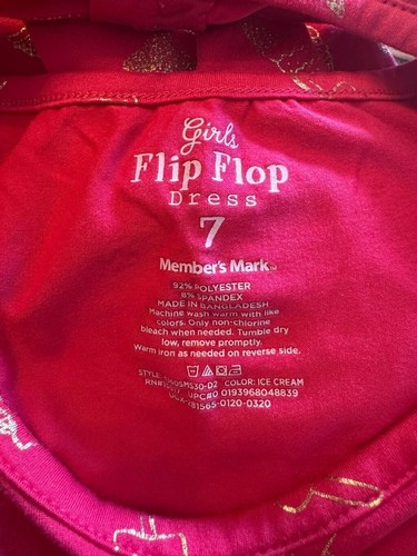 Girls Member's Mark Dress Size 7 Pink with Ice Cream Print - Picture 3 of 3