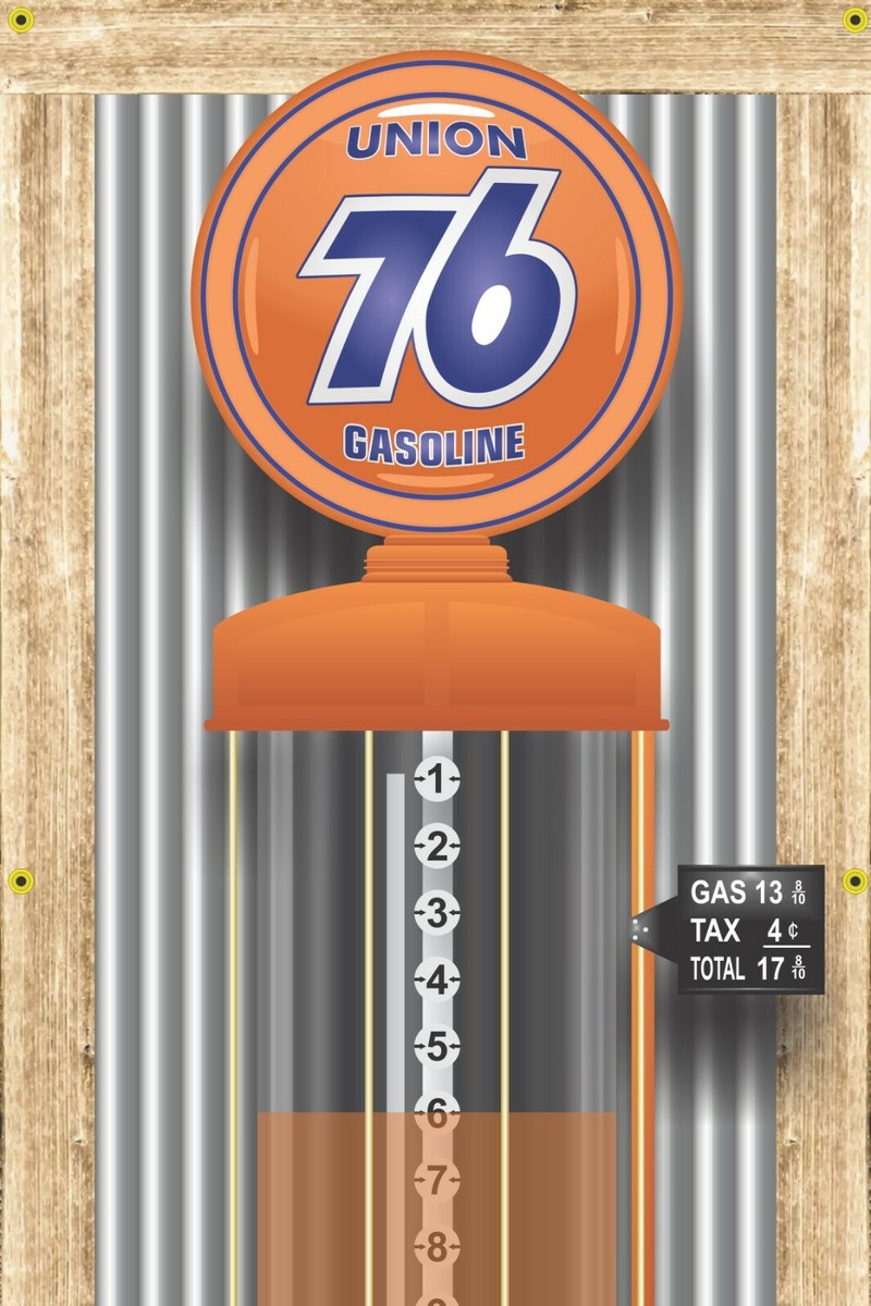 UNION 76 GAS STATION OLD VISIBLE GAS PUMP RUSTIC PRINT BANNER