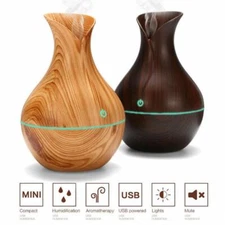 Difusor De Aceite Esencial Humidificador Ultrasónico De Madera Aroma Terapia LED