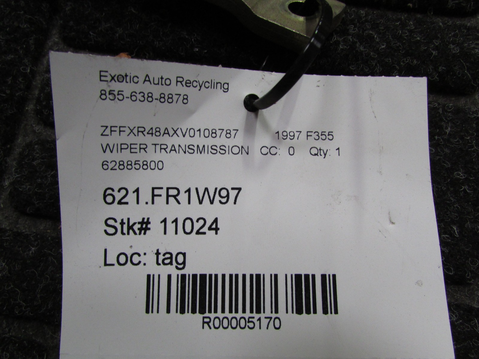 Ferrari 348, 355, Windshield Wiper Linkage/ Lever, Used, P/N 62885800