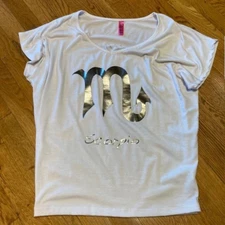 NWOT Women's Size S/M Retro Doll White Scorpio Zodiac Shirt