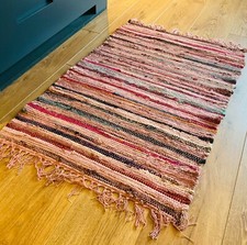 Recycled Pink Rug Overdyed Thick Cotton Peach Rag Rug Available in 2 Sizes
