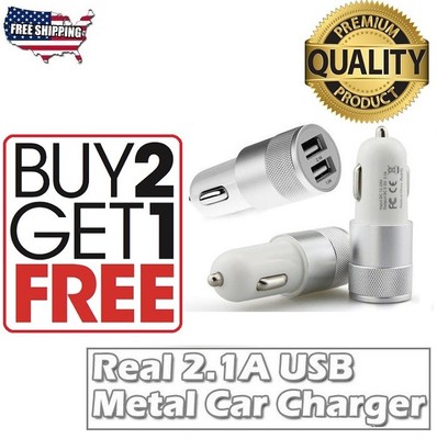 New Fast Life 2.1A/15W 2-Port Smart KO-20 Quick Charge Car Charger Silver White