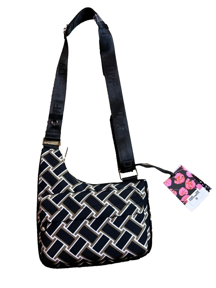 Bolso Bandolera Nuevo con Etiquetas DVF Diane Von Furstenberg Target Vintage Tejido Neutro Utilitario Foto 2 de 4
