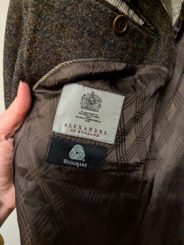 Alexandre Of England Tweed Jacket 42" Long, Woolmark Pure New Wool Mens designer - Picture 10 of 15