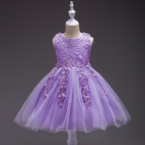 Kid Flower Girls Lace Party Dress Bridesmaid Princess Tulle Tutu Gown Dresses - Picture 21 of 27