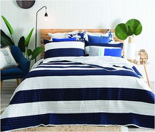 Quilted Bedspread Navy White Stripe Quilt Bedspread Set Includes Pillowshams
