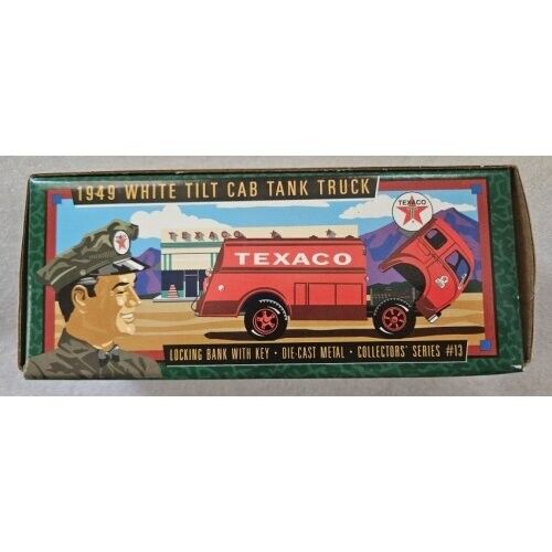 NEU IN BOX ERTL Die Cast Texaco 1949 White Tilt Cab Tank Truck Coin Bank 1996 - Bild 2 von 10