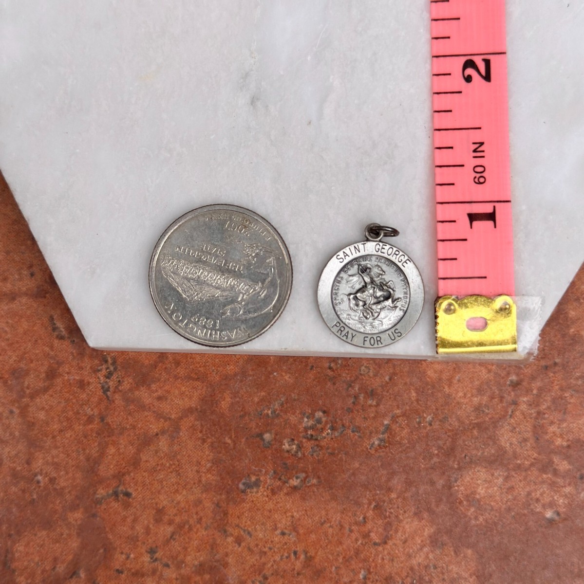 送料3 Saint George Round Charm Pendant CaliRoseJewelry Sterling Silver