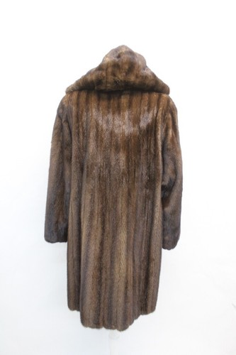 EXCELENTE ABRIGO CHAQUETA DE PIEL DE VISÓN RANCHO OSCURO CANADIENSE MUJER MUJER TALLA 8-10 CON CAPUCHA - Imagen 6 de 7