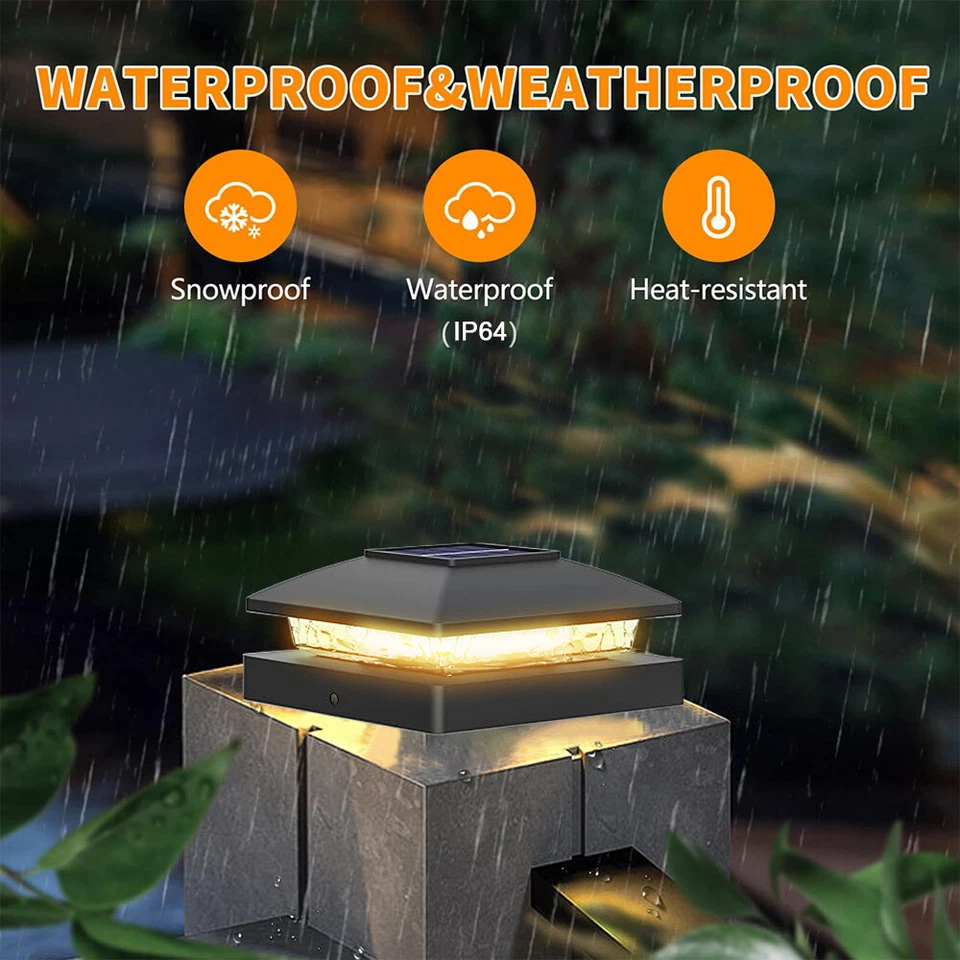 Paquete de 6/12/18 luces de tapa de poste solar para 4x4 luces LED impermeables para valla de cubierta Foto 4 de 4