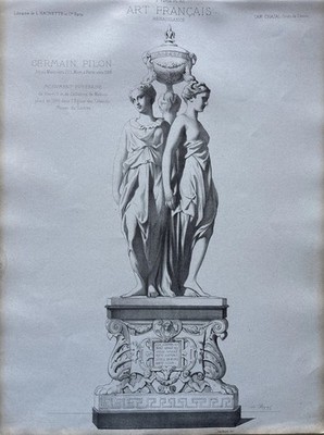 Antike französische Lithographie von 1868 - Renaissance Denkmal von Germain Pilon von Chazal