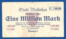 01 084 Notgeld Stadt Waldshut 1 Million Mark, 23.8.1923, Baden