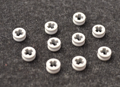 10) 1x1 Light Gray Technic Axle End Stop / Spacer Bricks ~ New