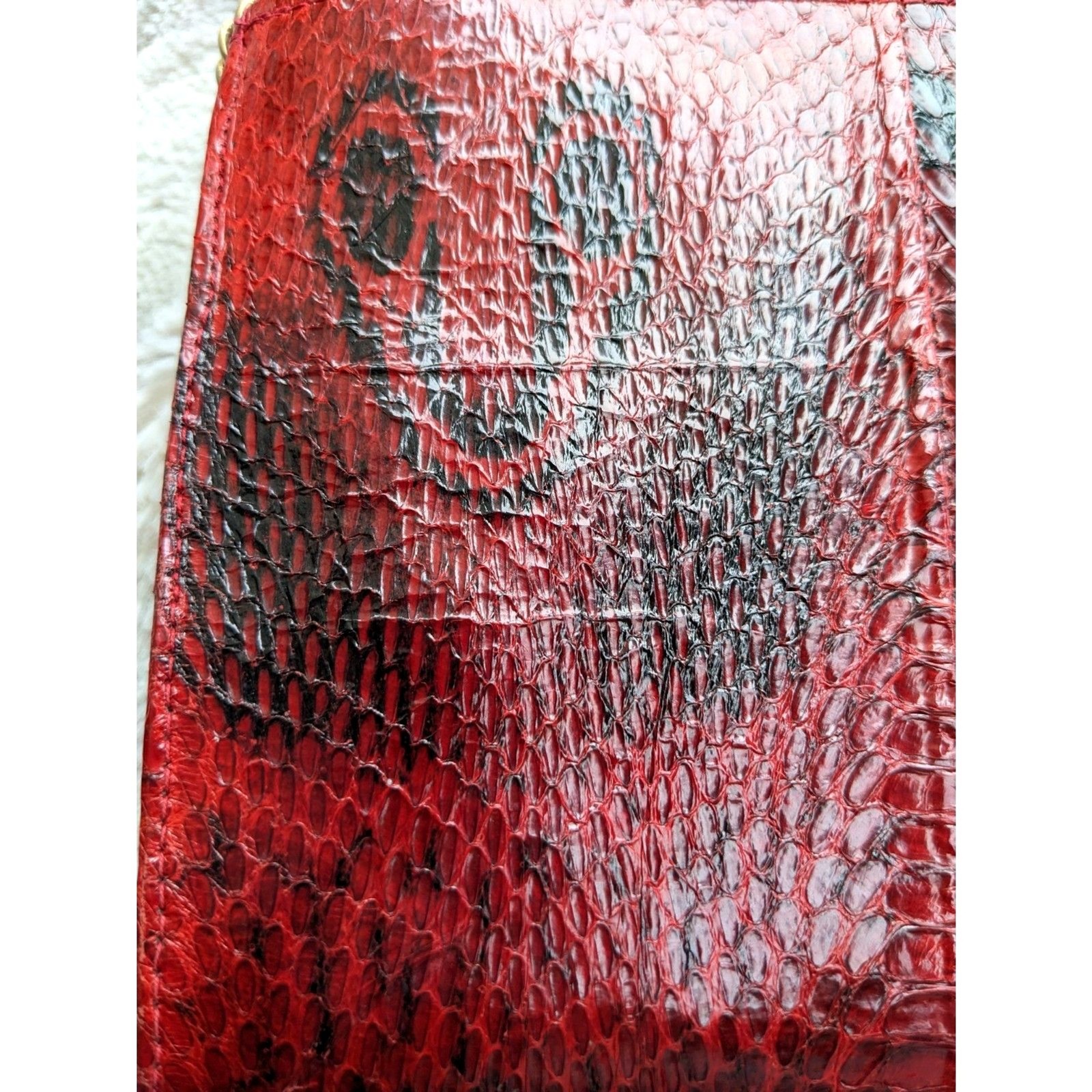 Vintage 80s Python Cherry Red Convertible Snakesk… - image 8