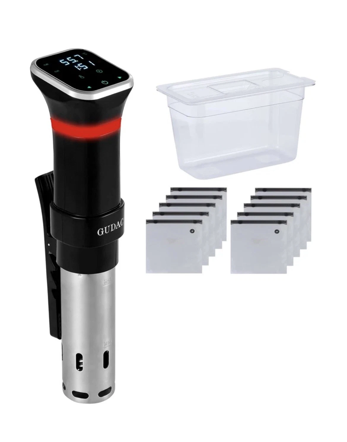 Gudac Sous Vide Precision Cooker 1100 Watt with Water Container & 10 Bags
