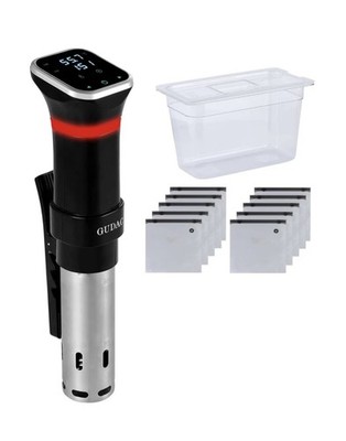 Gudac Sous Vide Präzisionskocher 1100 Watt mit Wasserbehälter & 10 Beuteln 