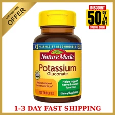 Nature Made Potassium Gluconate 550mg 100 Tablets Heart Health Supplement NEW
