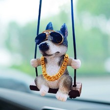 Swinging Husky Sled Dog Car Mirror Hanging Accessory, Rear View Mirror Access...