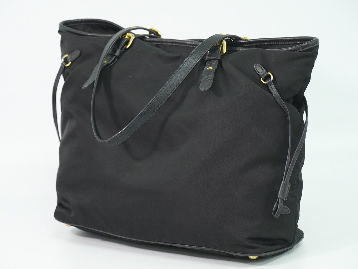 バッグ PRADA nylon shoulder bag black gold PRADA Nylon Shoulder Tote Bag Black Gold | eBay