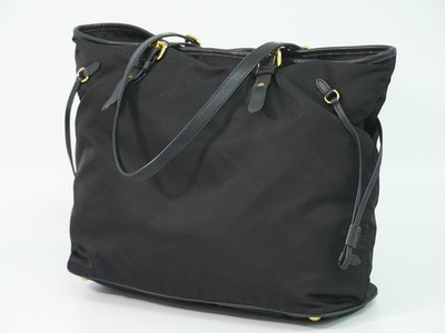 PRADA Nylon Shoulder Tote Bag Black Gold | eBay