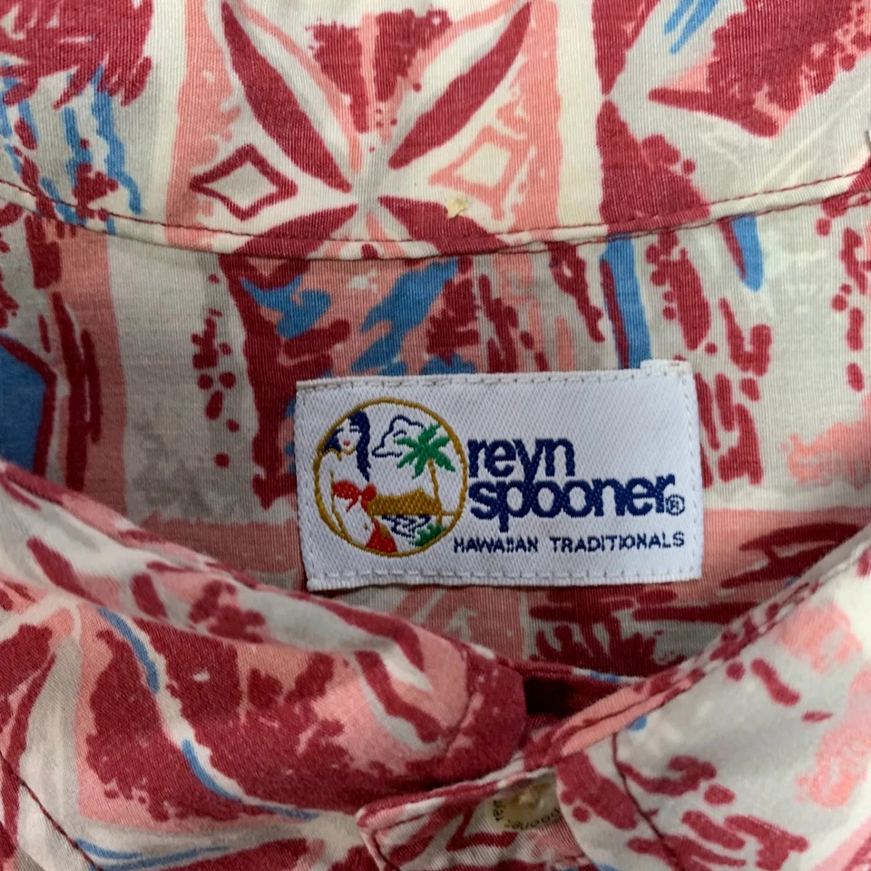 REYN SPOONER Shirt Mens Size XXL Button Up Hawaiian Floral Red Blue - Image 3 of 4