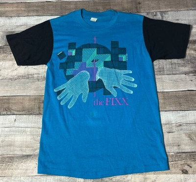 The Fixx Shirt Adult Medium Blue Vintage 80s 1984 New Wave Pop Rock Band Tee