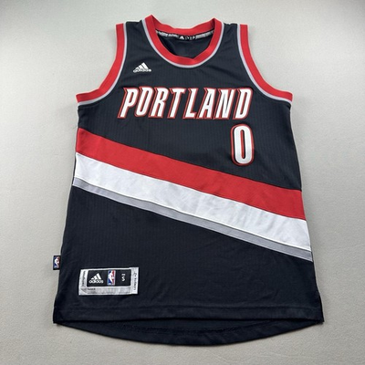 #ad Portland Trail Blazers Damian Lillard Jersey Mens Small Black Adidas Basketball $22.09