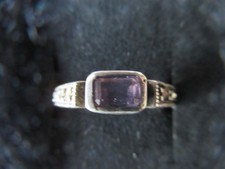 Designer Signed 925 Sterling Silver Purple Amethyst Marcasites Ring Size 8