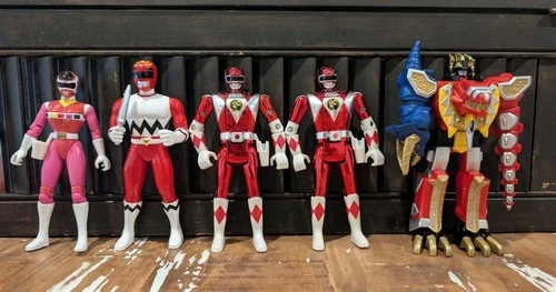 Vintage 5x Lot 1993, 97, 99, 2003 Mighty Morphin Power Rangers Bandai Red Pink +
