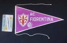 FIORENTINA Calcio BANDIERINA Stoffa 1960 Stampa Fronte Retro  MINI FLAG Vintage