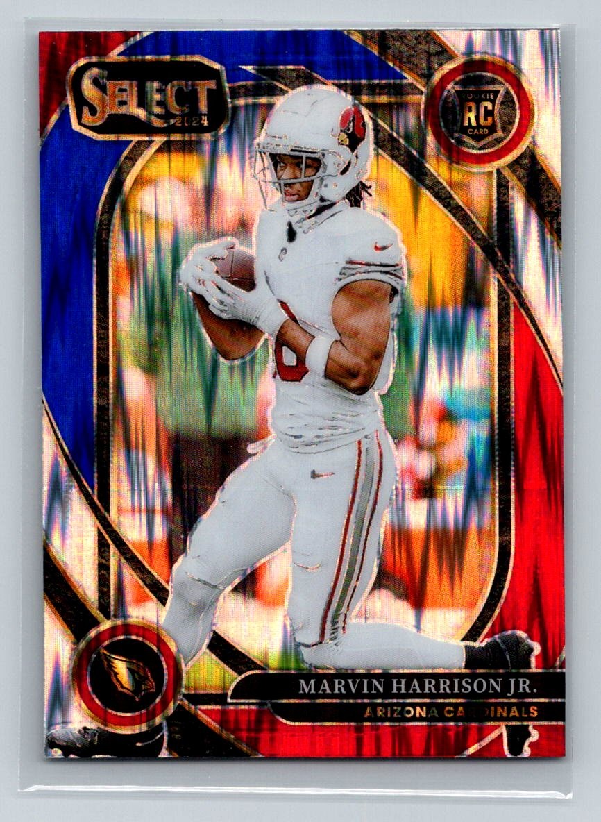 2024 Panini Select #219 Marvin Harrison Jr. Red & Blue Prizm Shock