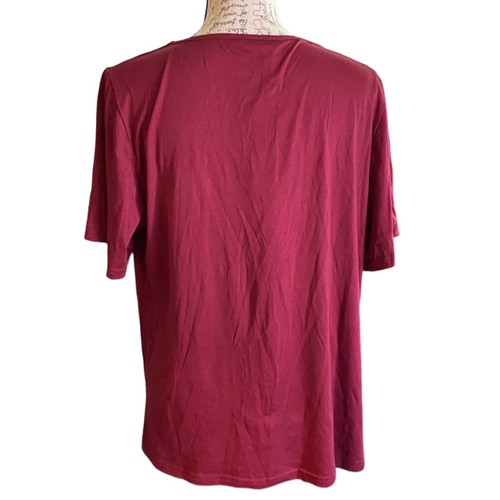 Bloomchic Maroon Red V Neck Button Detail Shirt Size 10 - Picture 2 of 4
