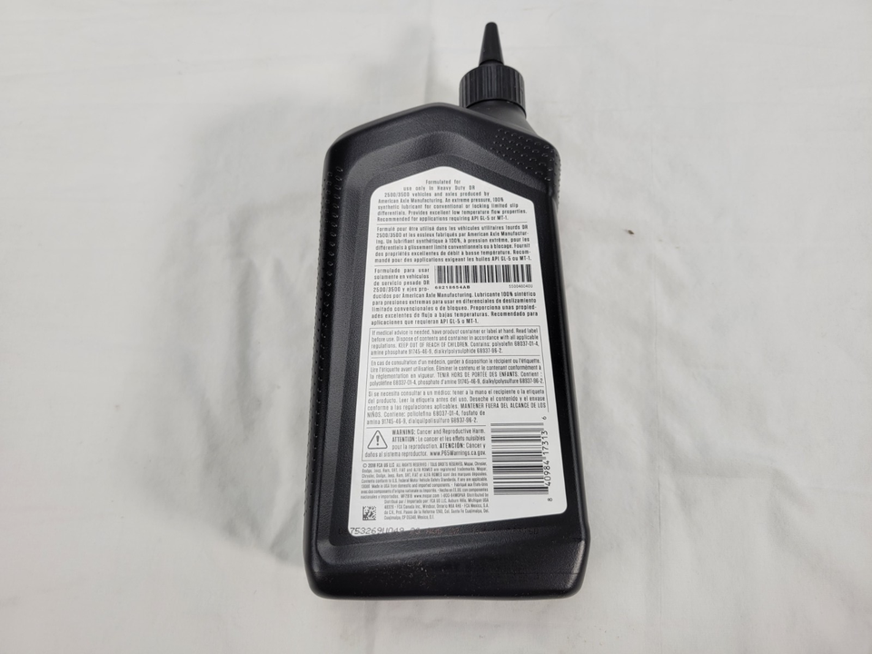 2003-2015 Genuine Mopar Synthetic Gear LUBRICANT Axle SAE 75W-90 GL-5 ...