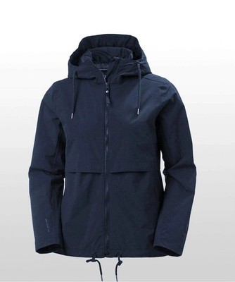 NWT Helly Hansen Evie Hooded Waterproof Rain Jacket Women's Navy Large $160