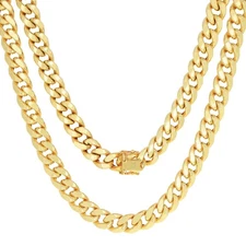 10K Yellow Gold 7.5mm Miami Cuban Link Italian Chain Necklace Mens Women 18"